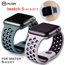 Мягкий силиконовый сменный спортивный ремешок для Apple Watch, 38 мм, 40 мм, серия 1, 2, 3, 4, 5, 42 мм, 44 мм, браслет на запястье, ремешок для iWatch Sports