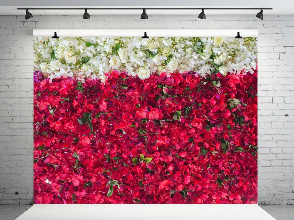 Винилбдс цветок стена фото фон Свадьба Backdrop10FT белый и красный Foral фоны для