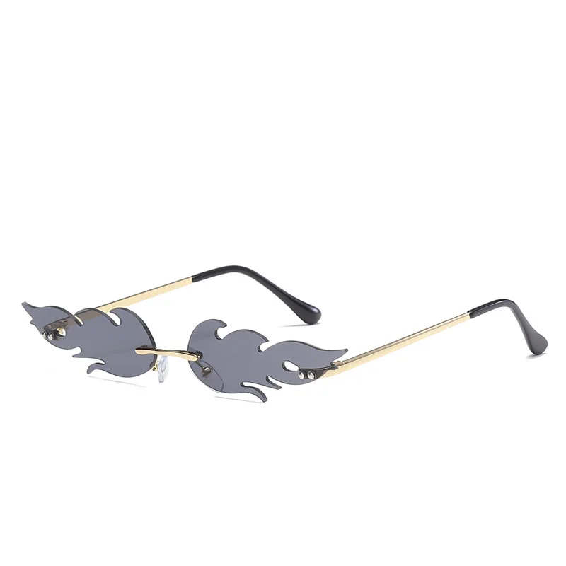 Стильные Солнцезащитные очки для женщин и мужчин без оправы в форме пламени