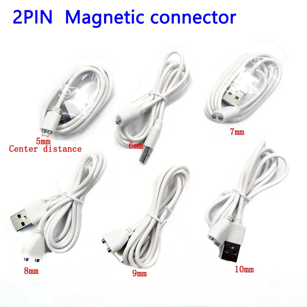 

2pin Magnetic Charging Cable center spacing 5mm 6/7/8/9/10mm Magnet Suctio USB Power charger for Beauty instrument Smart device