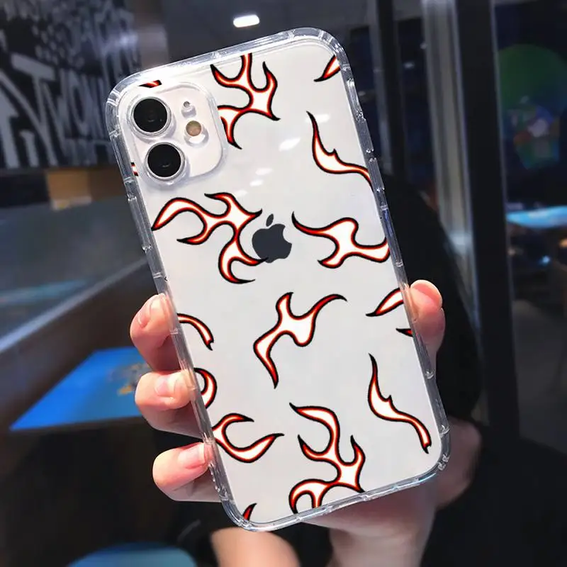 

Blue Flame Fire Phone Case Transparent for iPhone 11 12 mini pro XS MAX 8 7 6 6S Plus X 5S SE 2020 XR