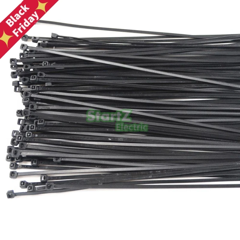 Laços do Cabo Pretos do Fecho de Correr do Cabo do Fio de Nylon66. Pces Bolsa 5x 150200250300350400mm Laços Sgs Habilitados 250 500 Pçs –