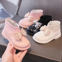 children girls boots autumn 2021 new butterfly knot uk uniform shoes kids fashion solid chic little princess pu mary jane shoes