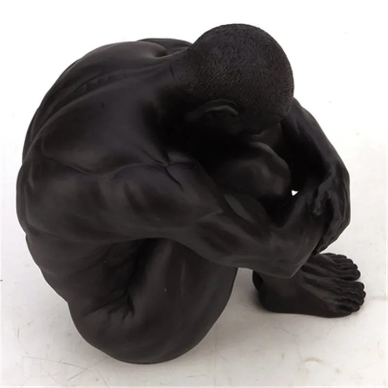 Новая крутая Статуэтка из смолы для занятий спортом голый мужчина сидя осанка