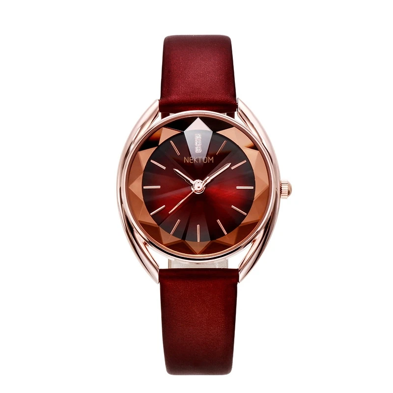 

NEKTOM Luxury Brand Woman Watch Rhinestone China Red Malachite Green Fashion Quartz Womens Watches Waterproof Wristwatches Gift