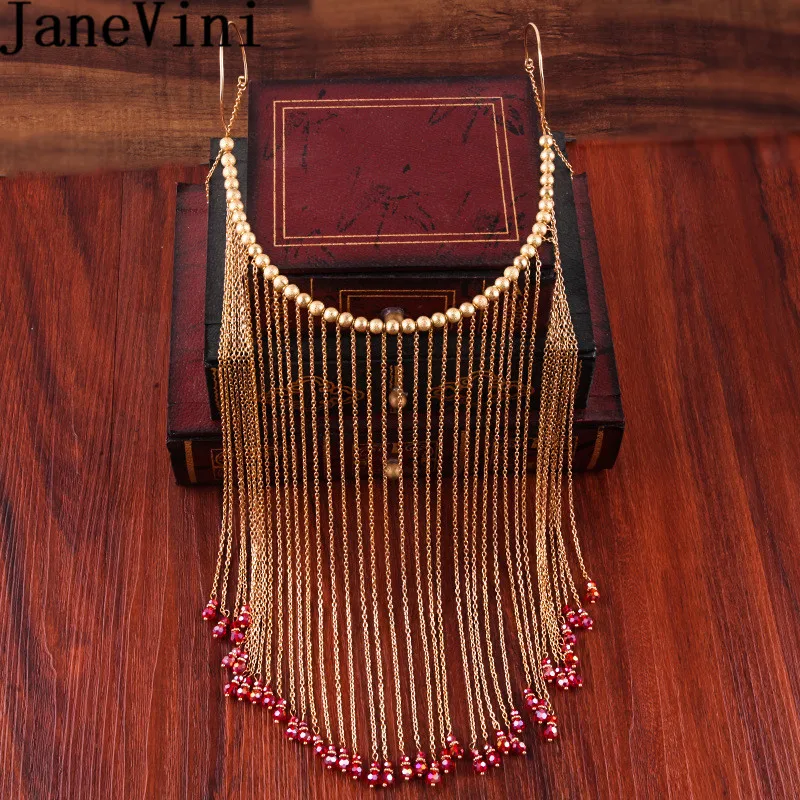 JaneVini китайский Стиль невесты уход за кожей лица крышка с длинной бахромой