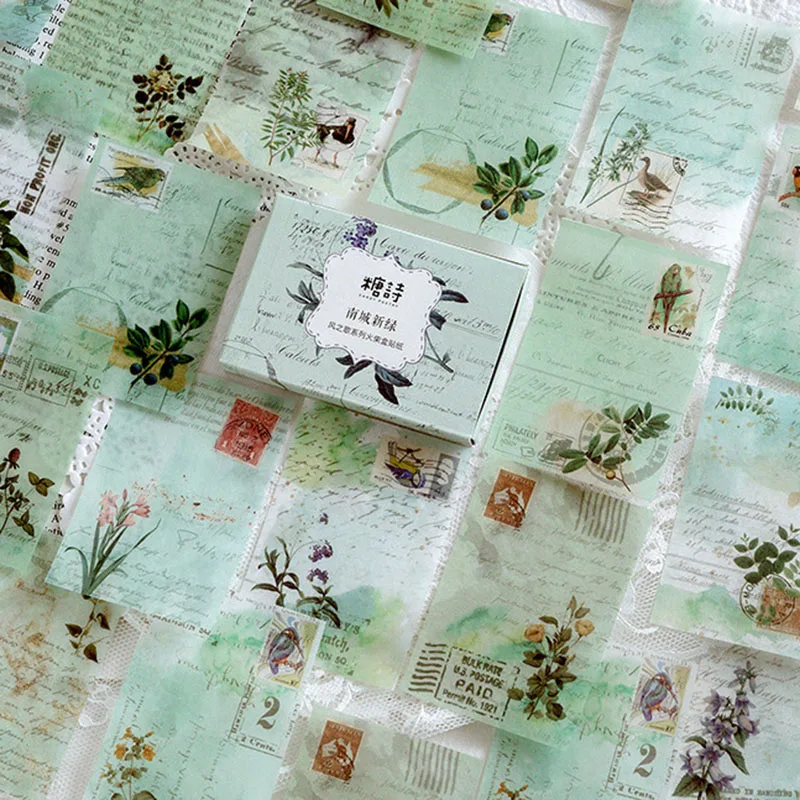 30Pcs/box Retro Decorative Sticker Kawaii Plant Stationery Paper Adhesive For Kid DIY Scrapbooking Supplies | Канцтовары для офиса