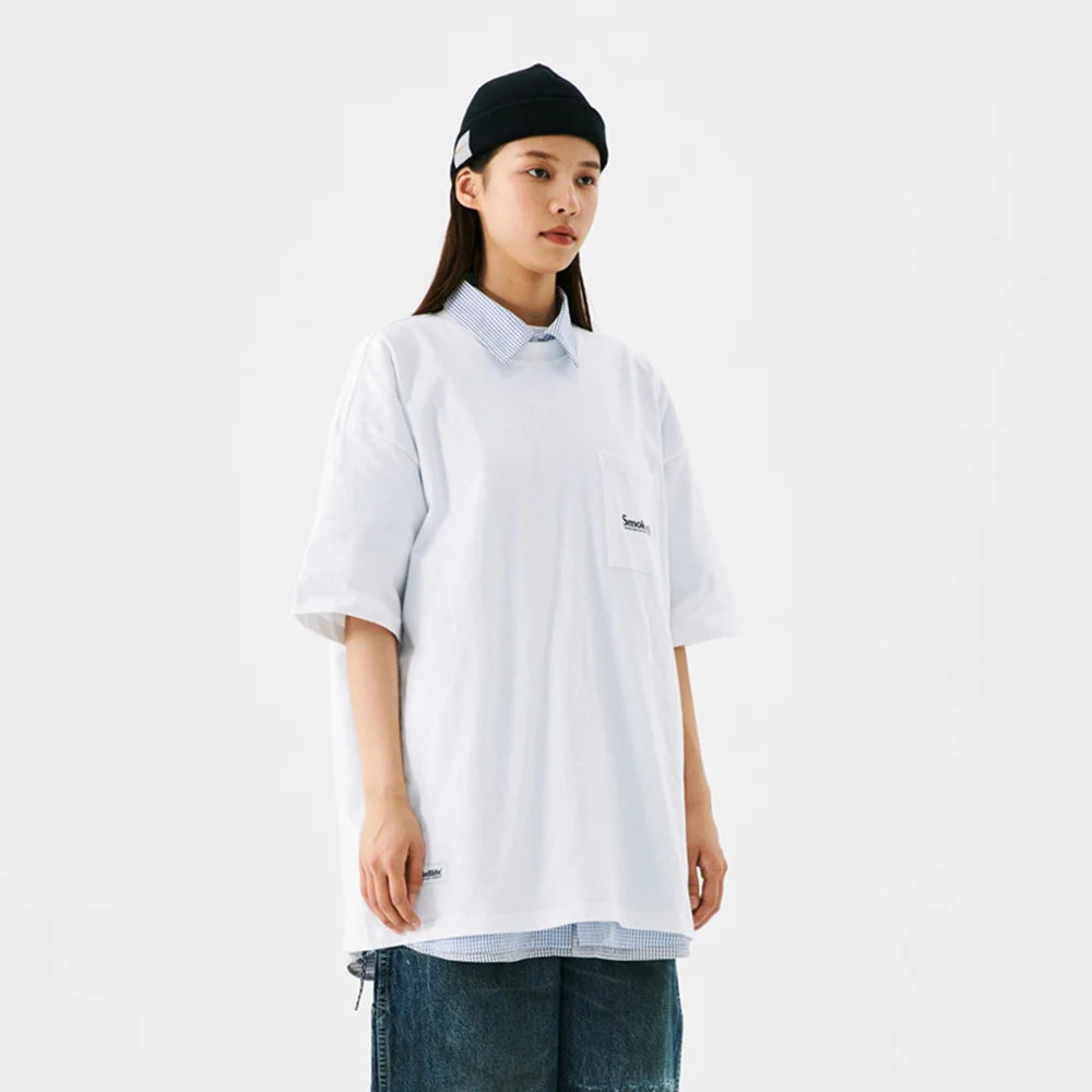 

Простая мужская летняя футболка с надписью и карманом, легкая шикарная Повседневная футболка с круглым вырезом