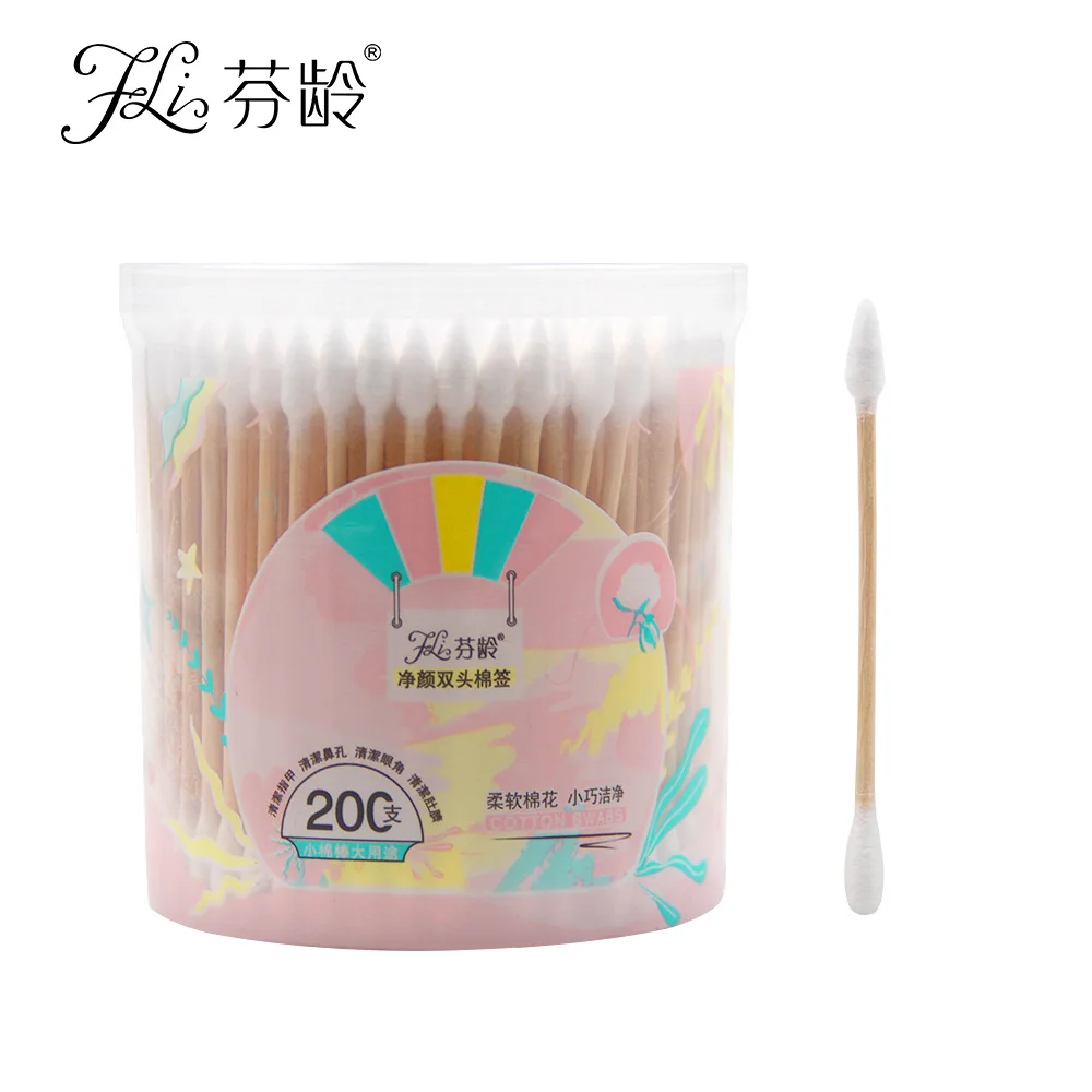 

Double Headed Cotton Swab Tip a round Pack of 200 Net Yan Makeup Tool