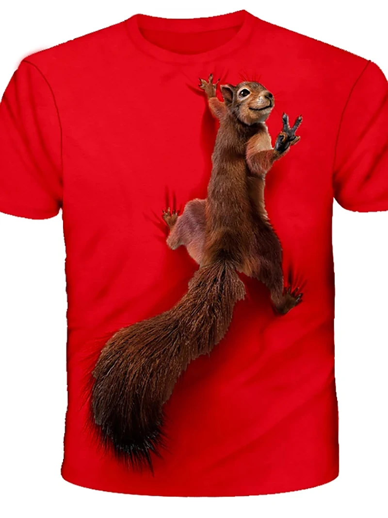 

Summer hot brand men's clothing high-quality 3D printing squirrel graphics fun street men's T-shirt unisex couple T-shirt