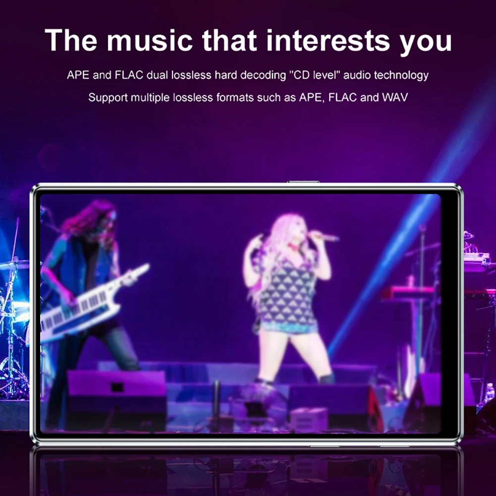 

MP4 Player Bluetooth 5.0 Touch Screen Lossless Music Player Built-in Microphone With FM Radio Recording 4 Inch Screen