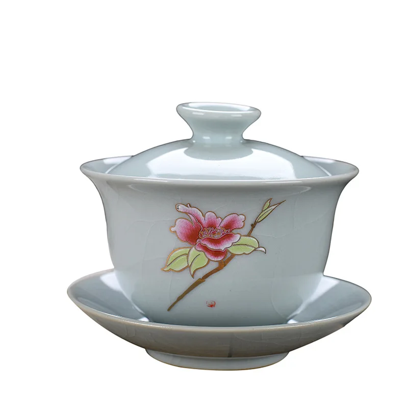 200 мл изысканный знаменитый чайный набор Guan kiln Gaiwan фарфоровых чайных чаш покрытая