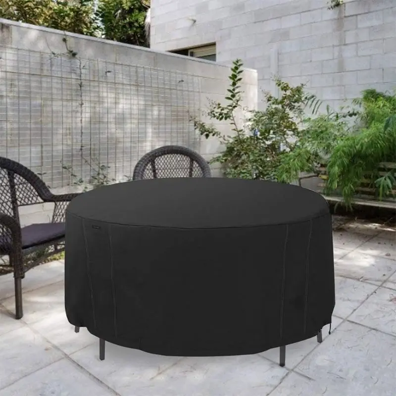 

Black Outdoor Round Patio Furniture Cover, Waterproof UV and Fade Resistant Q39B