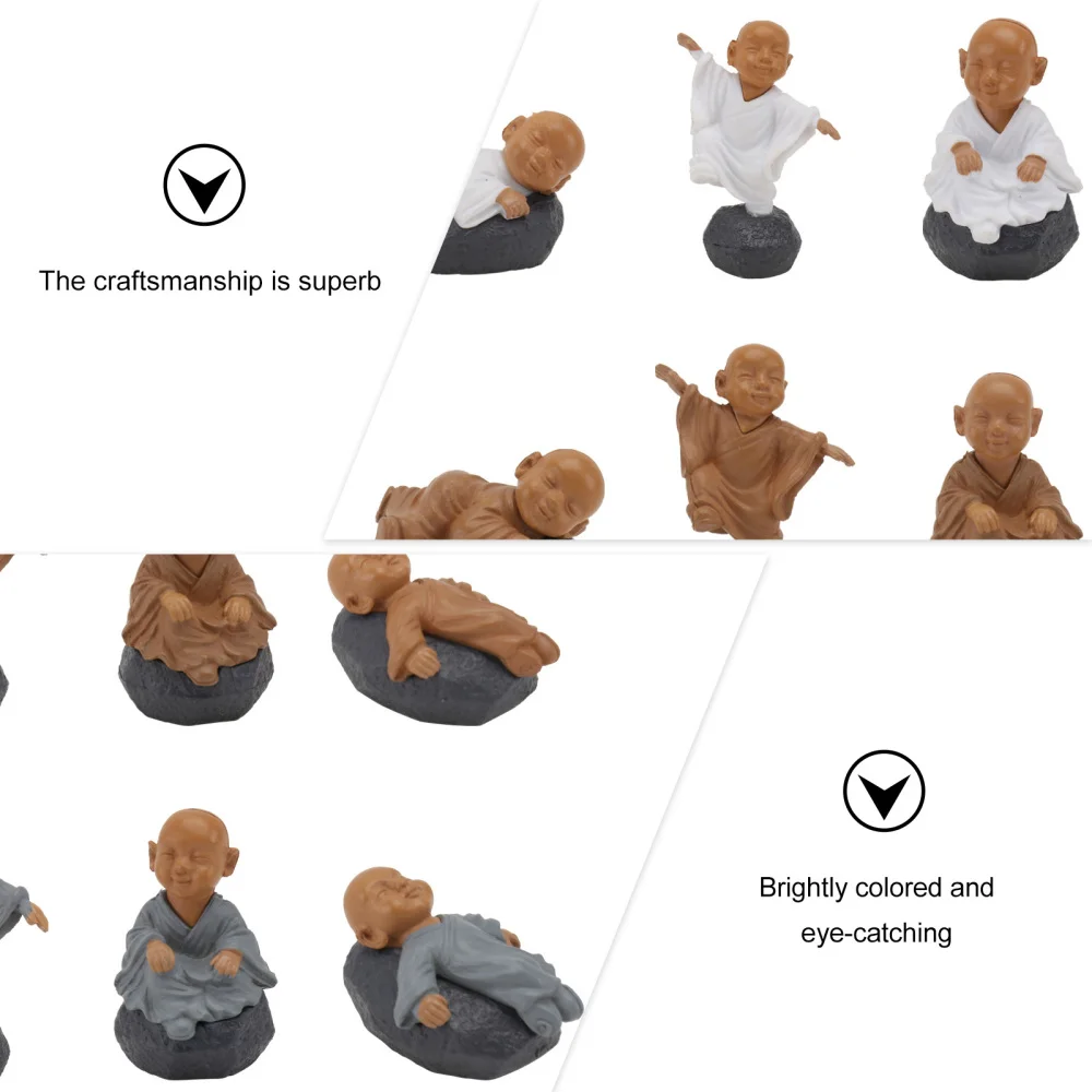 

12pcs Little Monk Ornaments Landscaping Decorations (White, Blue, Coffee)