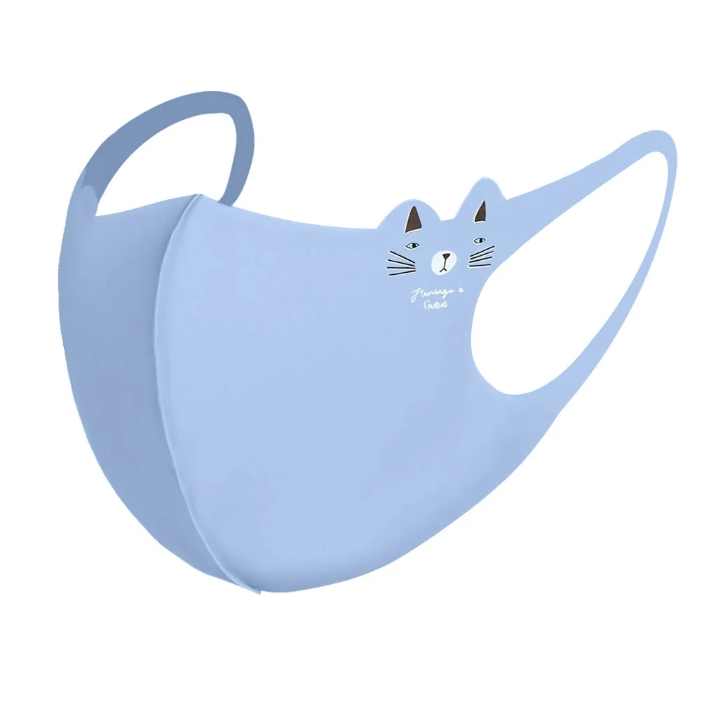 

Child Reusable 3d Cartoon Print Mask For Face Kids Breathable Safe Protection Stretch Ice Silk Breathable Mouth Cover Maske#FS
