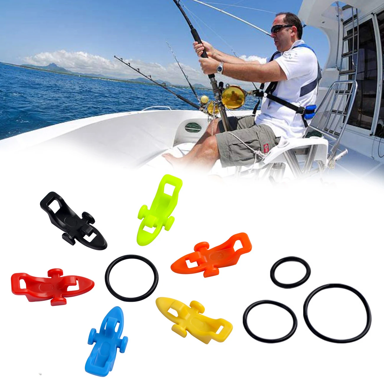 

Fishing Hook Keeper with Elastic Rubber Rings Fishing Lure Bait Holder Mini Adjustable Plastic Fish Pole Hook Keeper