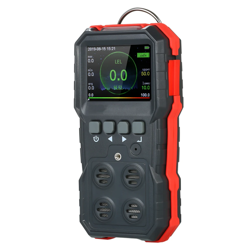 

Industrial Digital Handheld 4 in 1 Gas Carbon Monoxide Detector Oxygen Combustible Gas H2S Tester with 120000 Data Logging