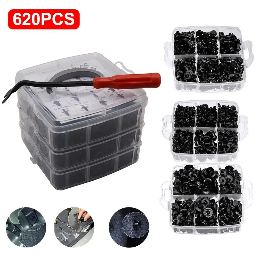 620 шт. разнообразные крепежные зажимы для автомобиля фиксаторы заклепки панель