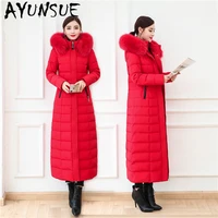 ayunsue womens winter down jacket woman real fox fur hooded duck down coat female plus size long down parkas abrigo mujer 2020