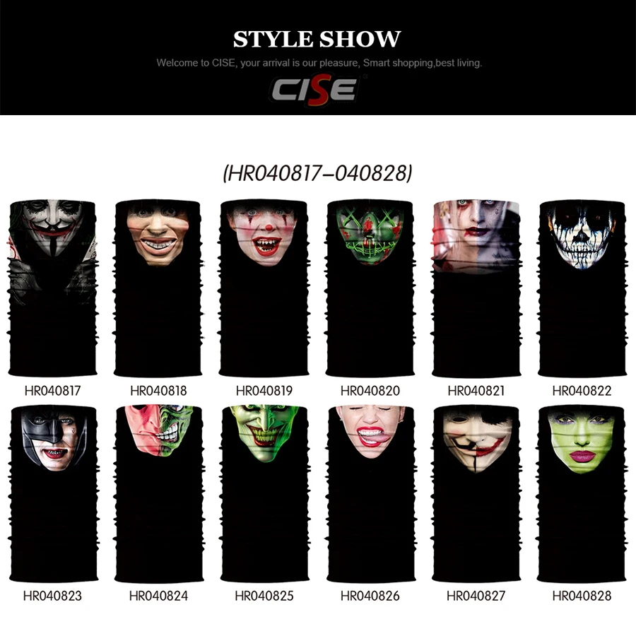 3D бесшовные вечерние Джокер Балаклава волшебная маска для лица Теплые