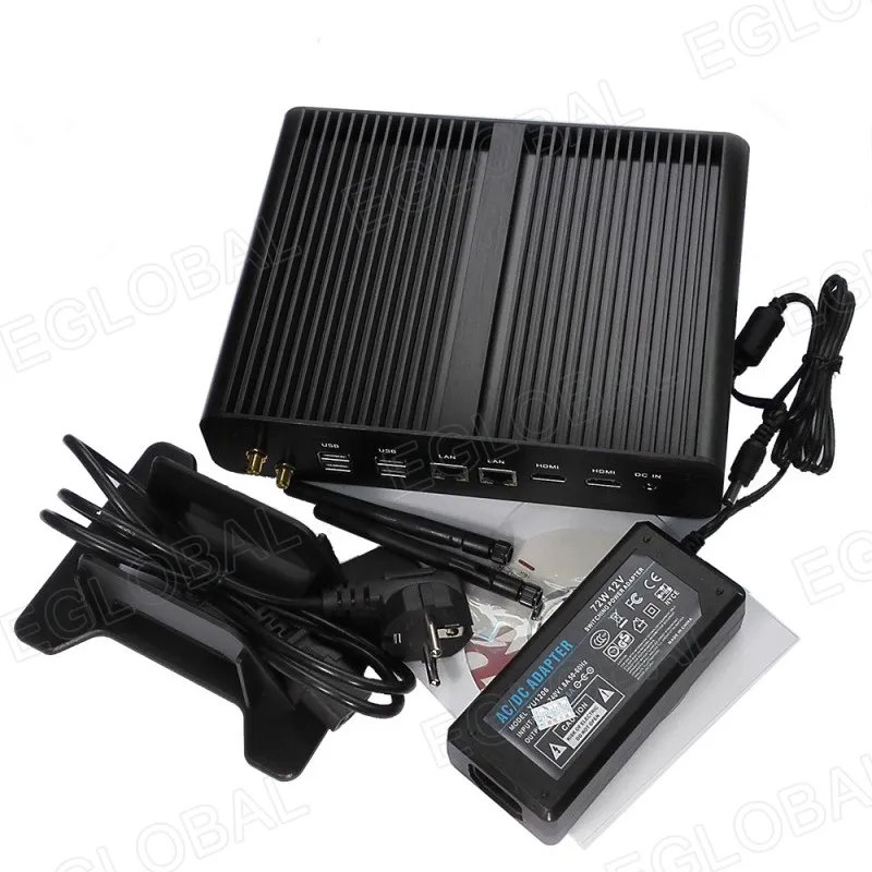 Безвентиляторный мини ПК i7 5500U i5 5200U i3 5005U Windows 10 Pro key 2 * Lans HDMI 1 оптический Barebone HTPC Nuc
