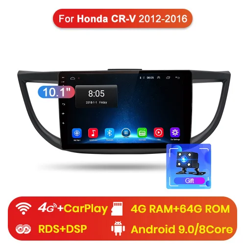 4G(4GB 64GB) Junsun автомагнитола Android 9.0 2G+ 32G 4G Автомобильный мультимедийный аудио плеер навигация gps магнитола 2 din для Honda CRV 2012 2013 без DVD c камера заднего вида - Цвет: 4G(4GB 64GB)