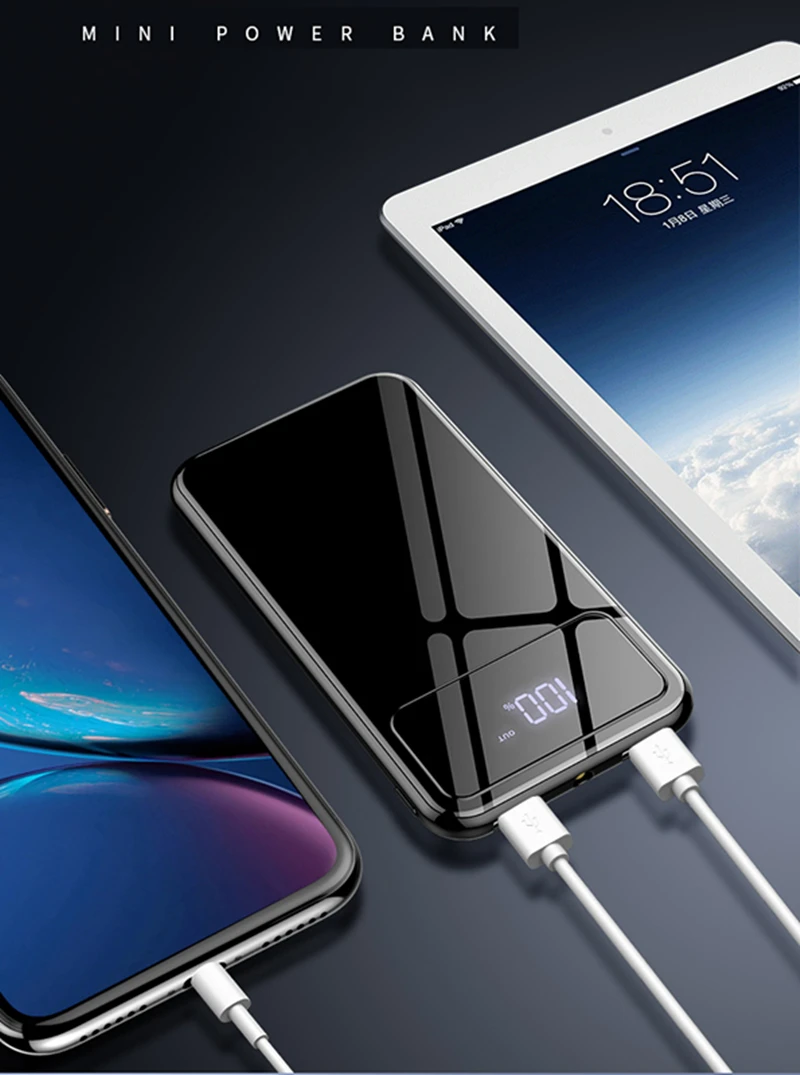 Внешний аккумулятор водонепроницаемый портативный 30000 мАч для всех смартфонов