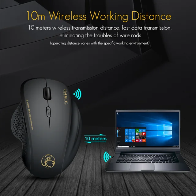iMice Wireless Mouse Computer 2.4 Ghz 1600 DPI Ergonomic Mouse Power Saving Mause Optical USB PC Mice for Laptop PC 4
