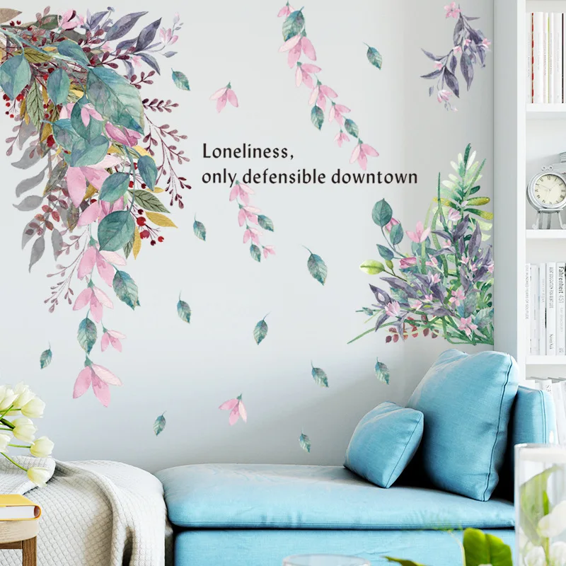 

17 Styles Green Leaves Wall Stickers for Bedroom Living room Dining room Kitchen Kids room DIY Vinyl Wall Decals Door Murals