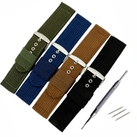 black green canvas watchbands high quality 22mm 20mm retro summer watchbands anti sweat men strap
