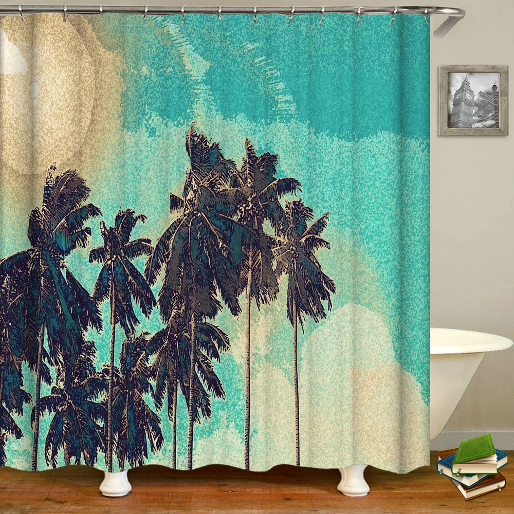 

Водонепроницаемая занавеска для ванной с рисунком масляной живописи, деревьев, леса, душевая занавеска с 3d принтом, занавеска для ванной с к...