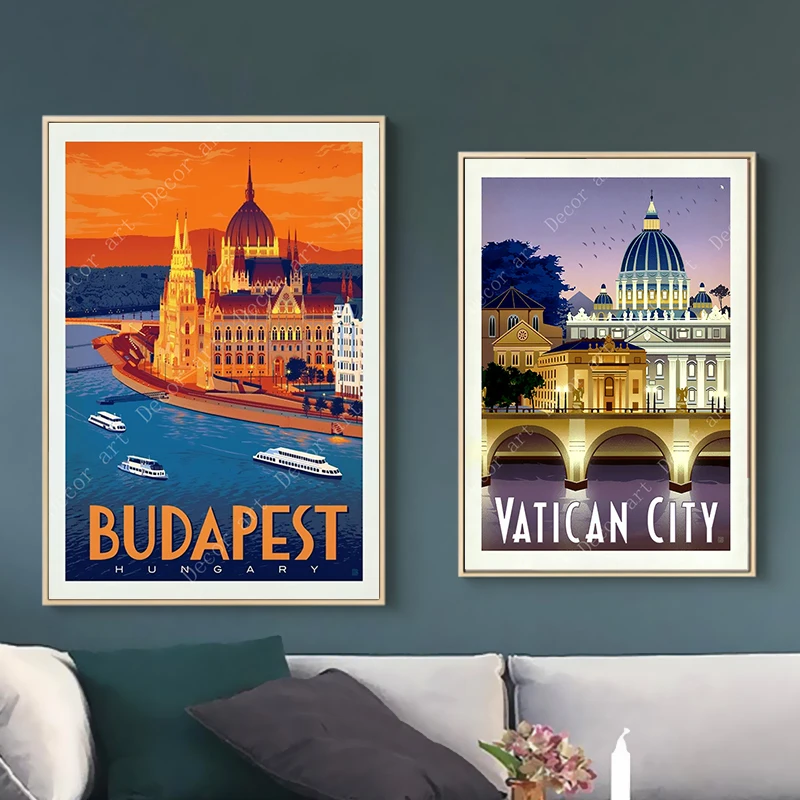 Картины на холсте для путешествий Ватикан Будапешт Венгрия винтажные настенные
