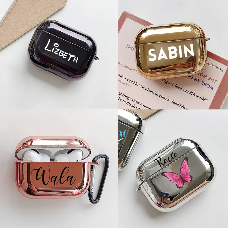 Защитный чехол для airpods Pro жесткий пластик с гальваническим покрытием логотипом