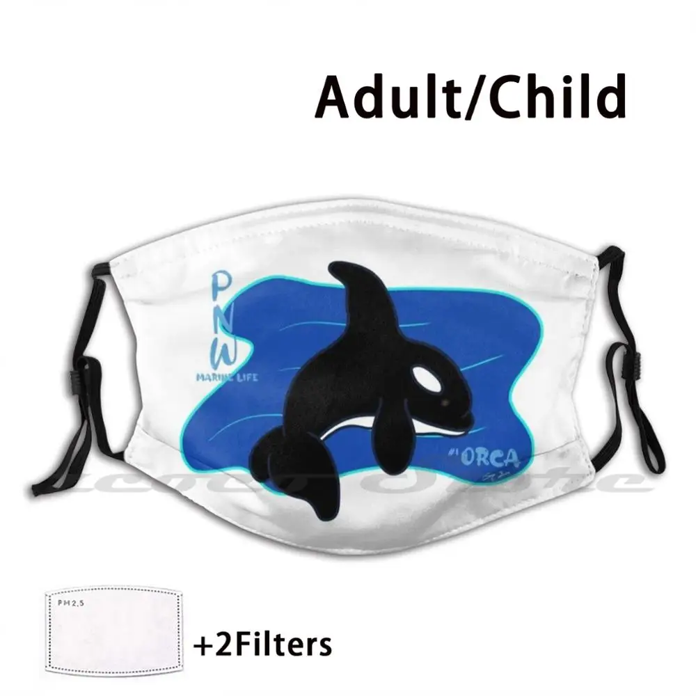 

Earth's Life : Pnw Marine Life Collection #1 Orca Custom Pattern Washable Filter Pm2.5 Adult Kids Mask Orca Pnw Pacific