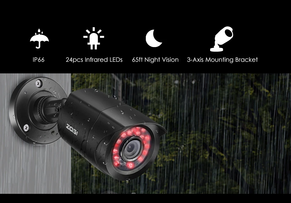 ZOSI 8CH CCTV система HD-TVI DVR комплект 8 шт 720 p/1080 p Домашняя безопасность Водонепроницаемая наружная камера ночного видения комплект видеонаблюдения