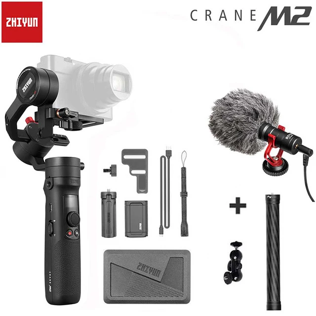Zhiyun Crane M2 3-осевой портативный монопод с шарнирным замком Камера Стабилизатор Для беззеркальных Камера s Action pk 2 Gopro Hero 5 6 7 смартфон - Цвет: add Mic n Pole