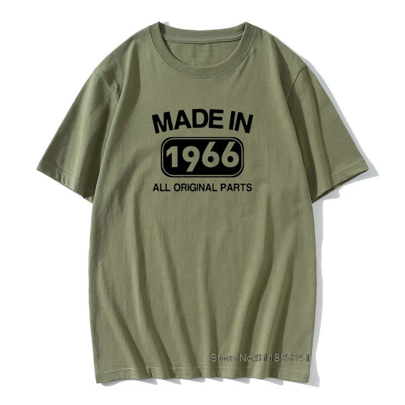 

Made in 1966 Birthday T Shirt 55 Years Present Graphic Vintaged Cotton TShirts Unique Print Anniversary Male Tops Tees