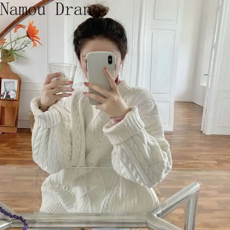

The niche design feeling desolate desolate home knitting sweater qiu dong render sets high collar shirt to wear outside
