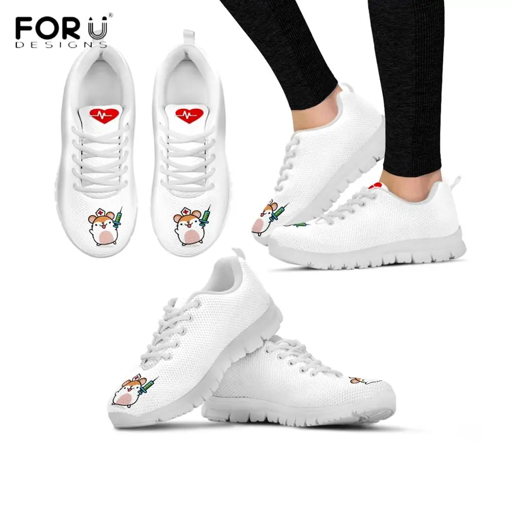 FORUDESIGNS/забавные туфли на плоской подошве с рисунком доктора кота/котенка; ветеринарные женские весенне-осенние Шнурованные кроссовки на плоской подошве; сезон весна-осень