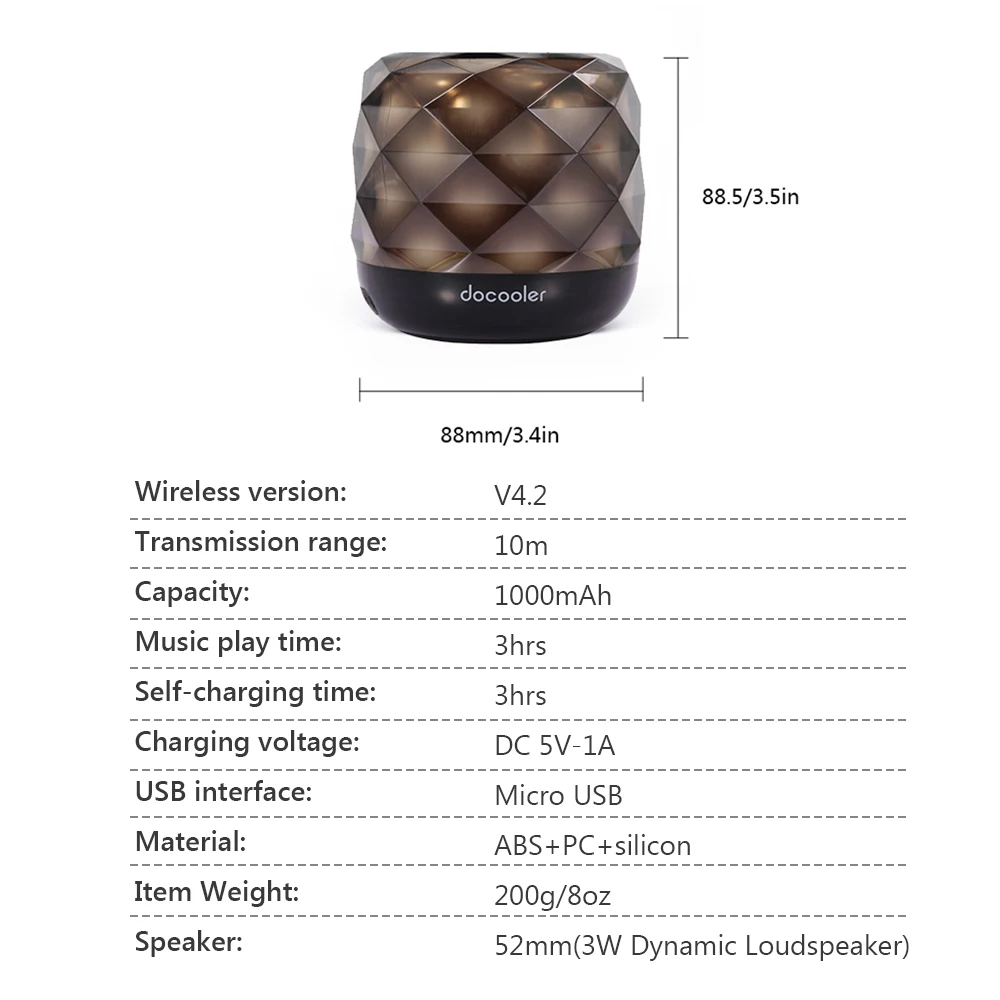 docooler RBS-F1 Speaker Bluetooth V4.2 Speakers Portable Sound Wireless Stereo Support 32G TF Card for Phones Laptop PC - купить по