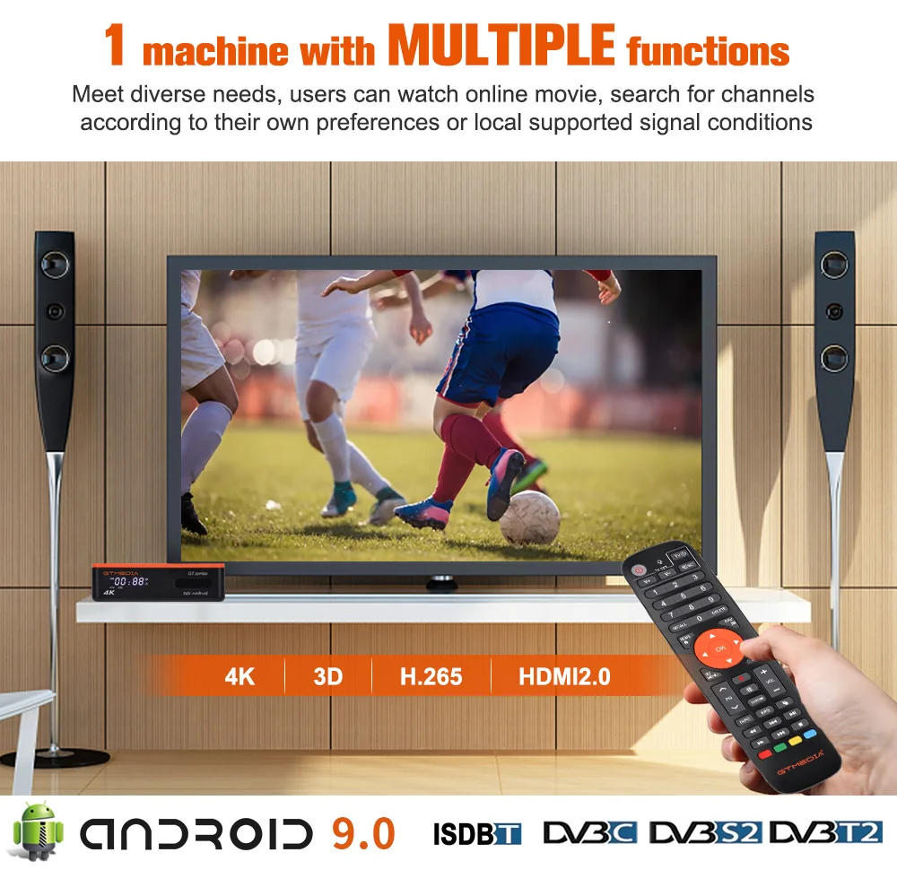 GTMEDIA GT COMBO NEW Android TV BOX Android 9.0+DVB-S2X/T2/C Terrestrial Satellite TV Receiver Decoder/ Google Smart Set Top Box