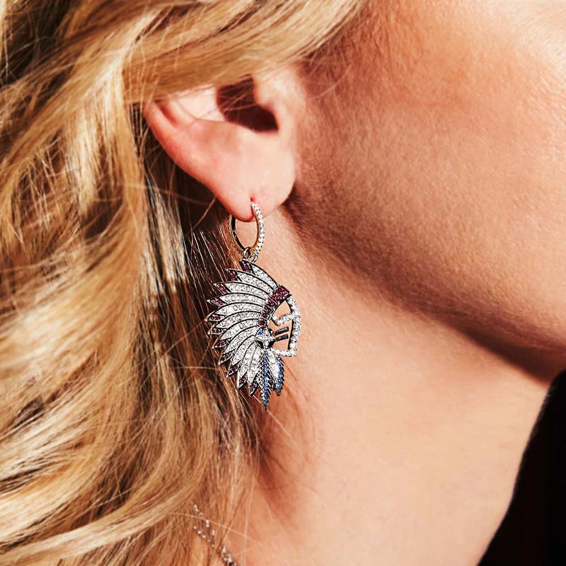 

Fashion Charm Sterling Silver Original 1:1 Replica,Asymmetric Feather Headpiece Earrings Luxury Jewelry Gift For Female