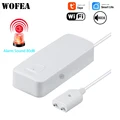 Wofea Wifi वॉटर डिटेक्टर 80dB अलार्म साउंड Tuya स्मार्ट लाइफ वॉटर लीक सेंसर या 433mhz वॉटर डिटेक्टर 1527 टाइप
