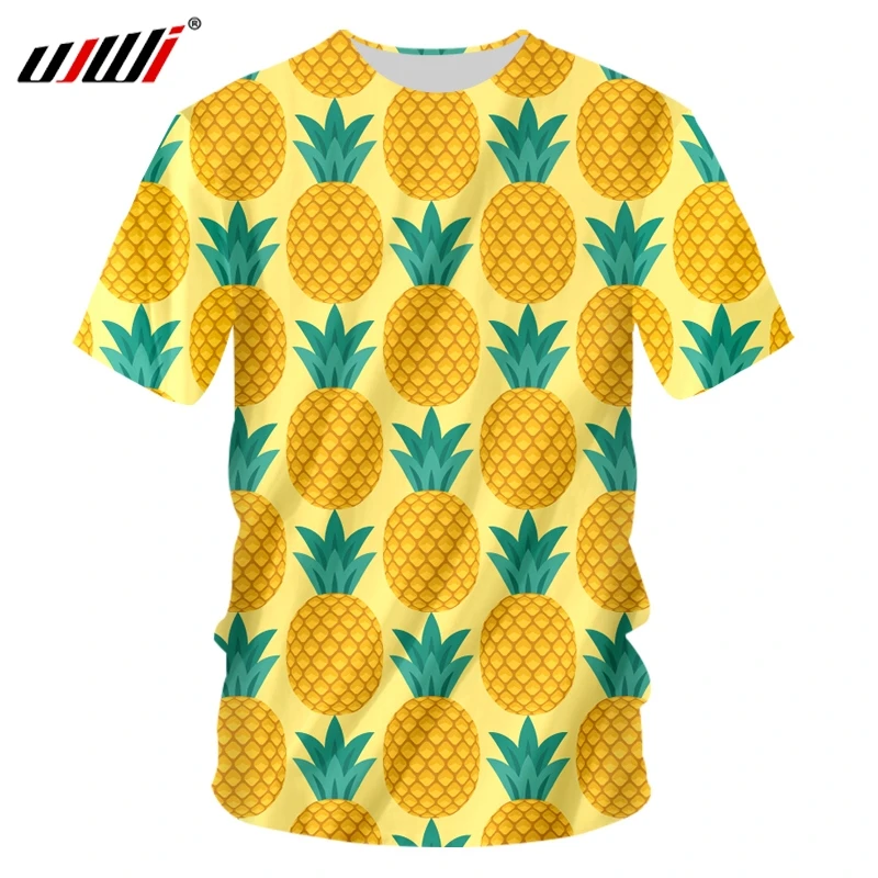 

UJWI Футболка Мужская мода с круглым вырезом 3D футболки с принтом желтый ананас хип-хоп 6XL Habiliment Homme Весенняя футболка