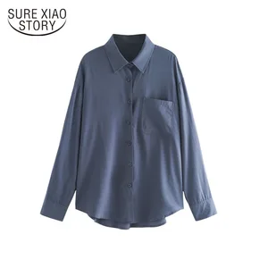 Белая рубашка, женская блузка с длинным рукавом, однобортная, на осень, 2021, размера плюс