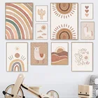 Настенные художественные плакаты в стиле бохо с радужным сердцем единорогом медведем печатные буквы в форме сердца Абстрактная Картина на холсте для детской комнаты домашний Декор набор