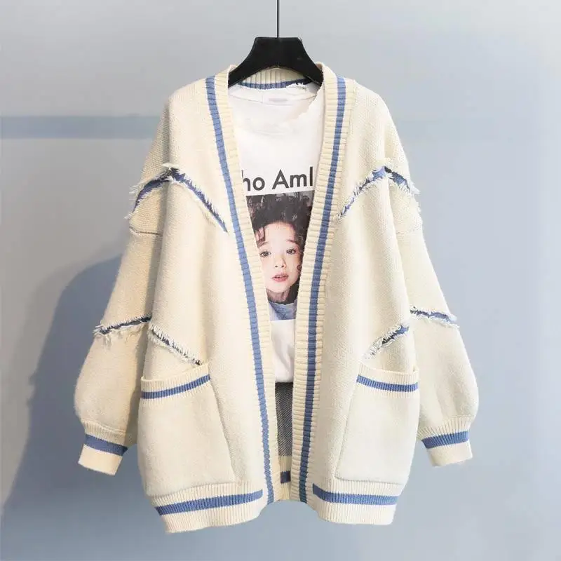

Autumn new Korean loose English letters fashion thickened knitted lazy Sweater Cardigan Jacket Women
