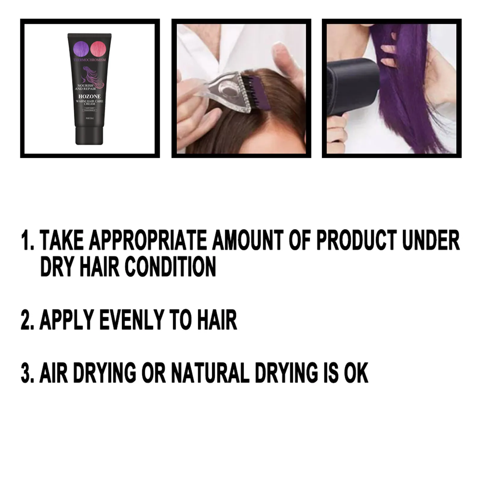 50ML Magical Thermochromic Color Cream grey purple green blue Hair Dye Semi Permanent Paint for hair Styling Tools | Красота и