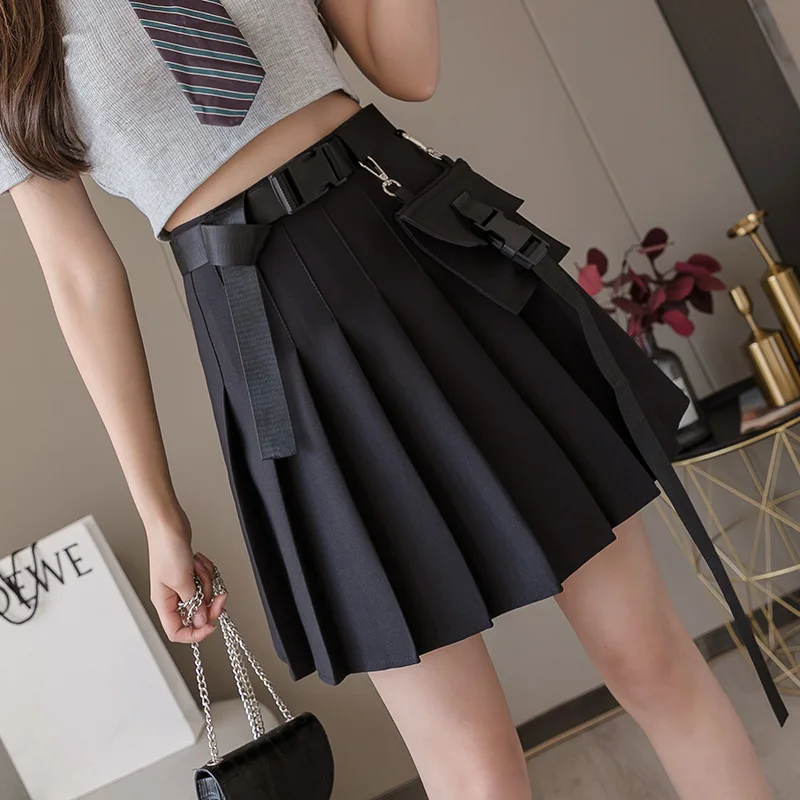 S-5XL Женская юбка оверсайз черная Y2k корейская мода панк уличная оснастка