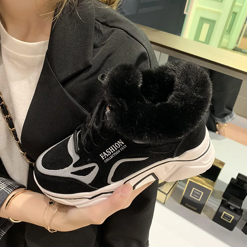 W-Лидер продаж сезон осень-зима Новинка бархатная обувь на толстой подошве теплая